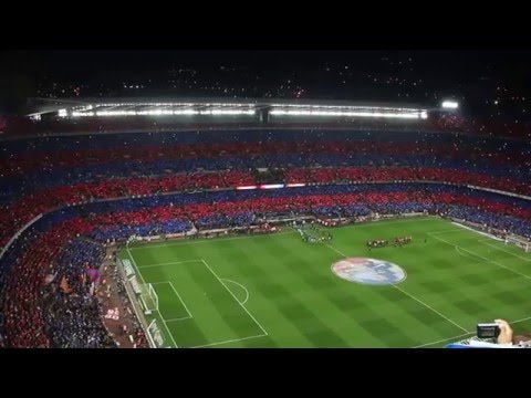 FC Barcelona anthem + Camp Nou mosaic. FC Barcelona v Real Madrid March 22nd 2015