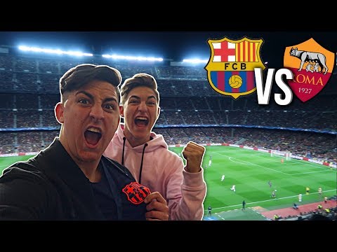 REACCIONANDO BARCELONA vs ROMA 4-1 en el CAMPO con MI HERMANO