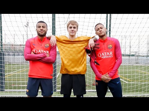 Justin Bieber visits FC Barcelona training session