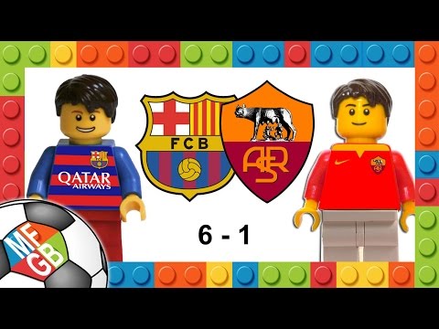 BARCELONA – ROMA 6-1 Lego Calcio Champions League 2015/16 – All Goals Suarez Messi Pique Adriano