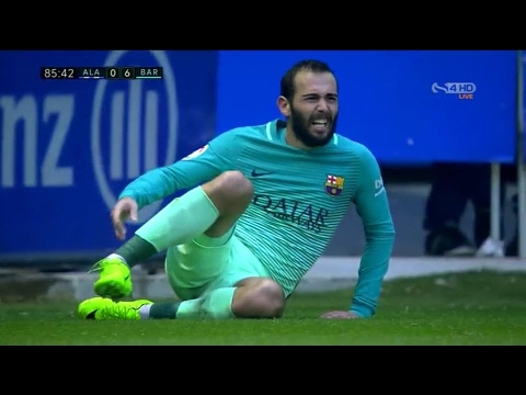 Aleix Vidal broken Leg inury vs Deportivo Alaves Barcelona 6- 0 Alaves (HD)