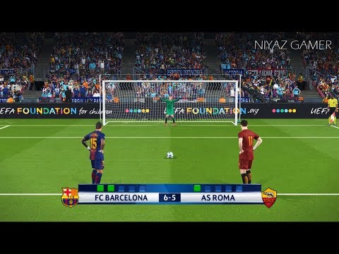 FC BARCELONA vs AS ROMA | UEFA Champions League – UCL | Penalty Shootout | PES 2018 Gameplay PC