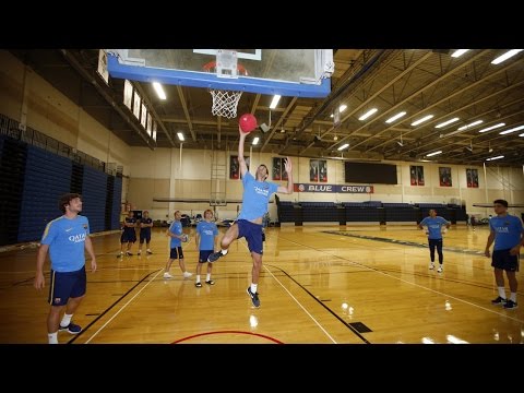 FC Barcelona players play basketball at American University