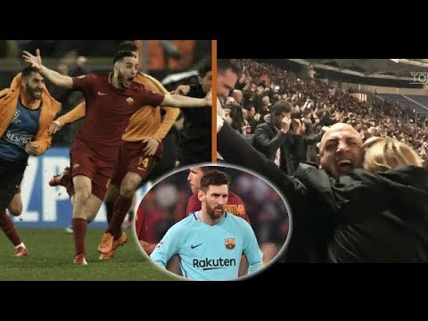 REAKSI 'GILA' FANS DAN PARA PEMAIN AS ROMA SETELAH MENANG 3-0 ATAS BARCELONA | LIGA CHAMPION 2018