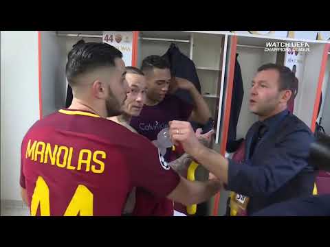 Crazy dressing room scenes after Roma beat Barcelona in the Champions League HD