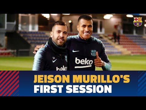 Jeison Murillo’s first training session with FC Barcelona