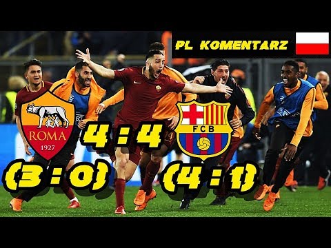 ?AS Roma 4:4 FC Barcelona (2 mecze) 1/4 Ligi Mistrzów 2018, skróty meczów, Polski komentarz ?HD?