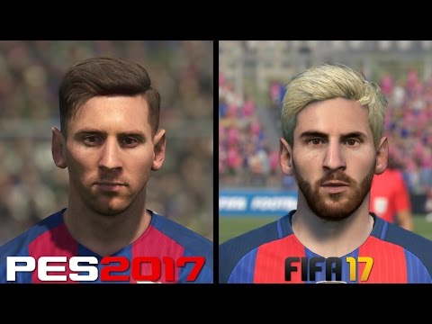 FIFA 17 vs PES 2017 Faces Comparison – Barcelona: Messi, Suarez, Neymar