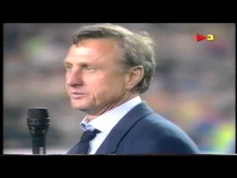 Cruyff speech at Camp Nou in tribunal match in 1999