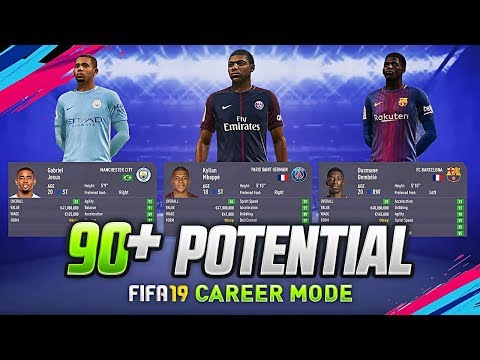 FIFA 19 CAREER MODE  PREDICTIONS | YOUNG PLAYERS WITH  90+ POTENTIAL | JESUS DEMBELE DYBALA & MBAPPE