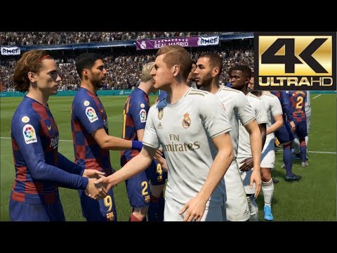 FIFA 20 4K Gameplay Barcelona vs Real Madrid El Clasico (Xbox One, PS4, PC)