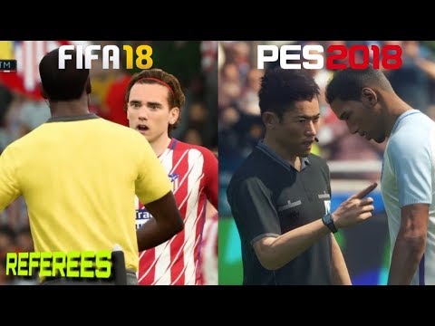 FIFA 18 Vs. PES 2018 | Referee Motions | Fouls & Cards Gameplay Comparison