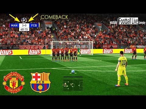 PES 2019 | Manchester United vs Barcelona | Messi Free Kick Goal | UEFA Champions League – UCL