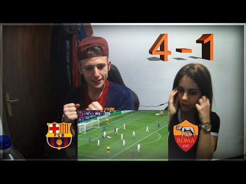 REACCIÓN DE UN HINCHA (CON MI NOVIA) AL FC BARCELONA VS ROMA (4-1) | CHAMPIONS LEAGUE