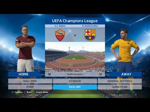 PES 2016 – A.S. Roma vs. FC Barcelona / UEFA Champions League game simulation #1