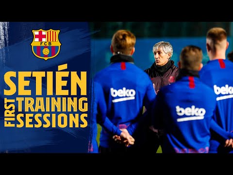Quique Setién's first training sessions as Barça coach