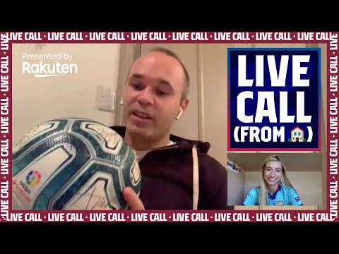 INIESTA shows the ball that ALL BARÇA TEAM MATES SIGNED for HIM! (LIVE CALL presented by Rakuten)